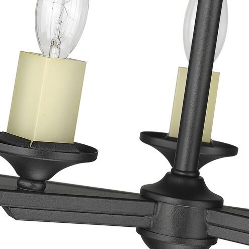Athena 3 Light 15 inch Natural Black Semi-flush Ceiling Light